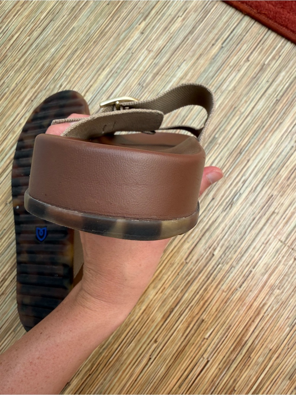 Rothy's Beige Dual-Buckle Slide Sandals with Gold Buckles - Picture 4 of 4